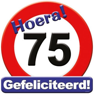 paperdreams 75 jaar verjaardag stopbord - Dia 50 cm - Leeftijd feestartikelen - verkeersbord - Karton Multi