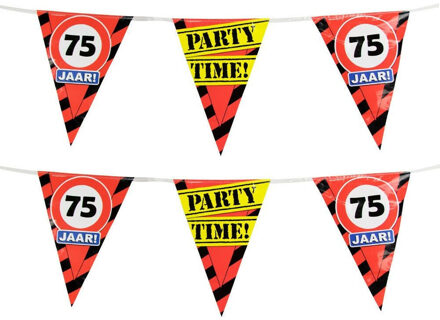 paperdreams 75 jaar verjaardag vlaggenlijn - 2x - 10 meter - stopborden - plastic