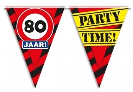paperdreams 80 jaar verjaardag vlaggenlijn - waarschuwingsborden - 10 meter - kunststof Multi