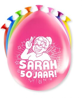 paperdreams 8x stuks Sarah/50 jaar feest ballonnen - diverse kleuren - latex - ca 30 cm - Ballonnen Multikleur