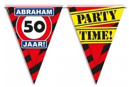 paperdreams Abraham 50 jaar feest vlaggetjes slingers 10 meter - Vlaggenlijnen Multikleur