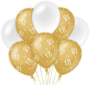 paperdreams ballonnen 18 jaar meisjes latex goud/wit Goudkleurig