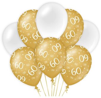 paperdreams ballonnen 60 jaar dames latex goud/wit Goudkleurig