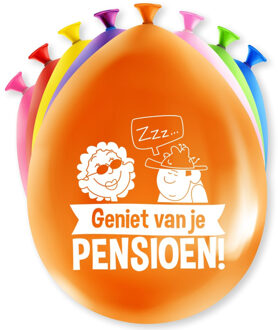 paperdreams Ballonnen pensioen - Geniet van je pensioen - 8x st - gekleurd - ca 30 cm - latex