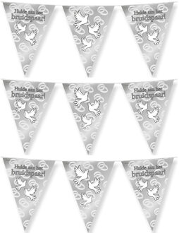 paperdreams Bruiloft/huwelijk thema vlaggetjes - 3x - versieringen - 10m - folie - hulde aan het bruidspaar