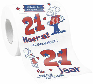 paperdreams Cadeau toiletpapier rol 21 jaar verjaardag versiering/decoratie Wit