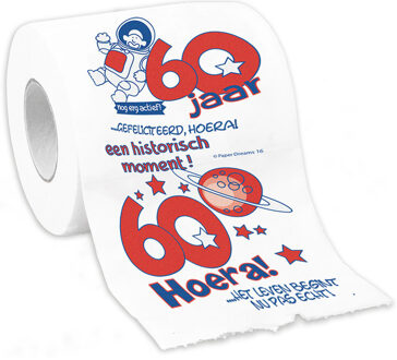 paperdreams Cadeau toiletpapier rol 60 jaar verjaardag versiering/decoratie Wit