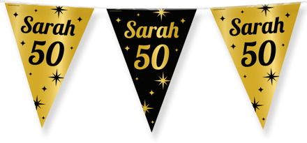 paperdreams Classy Vlaggenlijn Sarah 50 jaar Zwart/Goud (10m) Zwart, Multikleur - Print, Goud - Brons