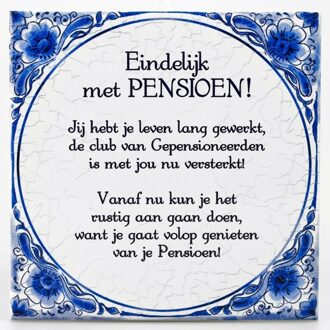paperdreams Delfts blauwe teksttegel - pensioen - 15 x 15 cm - ceadeau tegeltjes