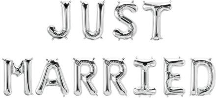 paperdreams Folie Ballon Letterslinger - Just Married zilver