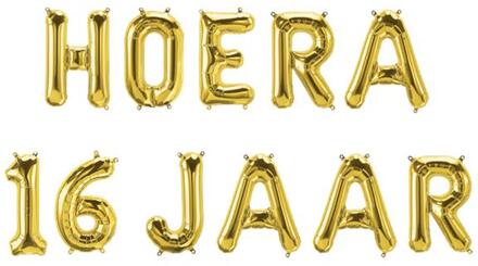 paperdreams Folie ballon slinger - Hoera 16 jaar goud