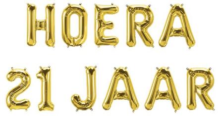 paperdreams Folie ballon slinger - Hoera 21 jaar goud