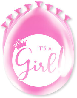 paperdreams Geboorte Meisje thema Ballonnen - 8x - Roze - Versiering/feestartikelen - Ballonnen