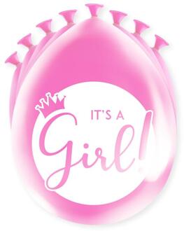 paperdreams Geboorte Meisje thema Ballonnen - 8x - Roze - Versiering/feestartikelen