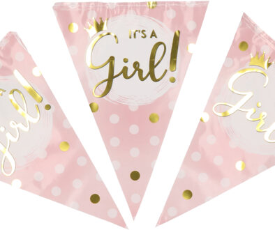 paperdreams Geboorte vlaggenlijn baby meisje it's a girl - roze - 10 meter - Babyshower - Versiering
