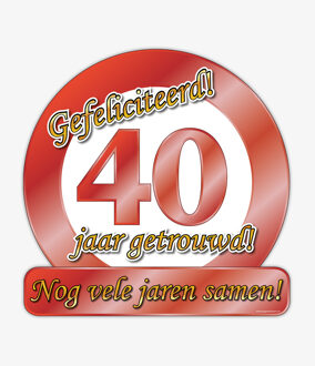 paperdreams Gefeliciteerd! 40 jaar getrouwd! feestdecoratie bord 50 cm rood - Feestdecoratieborden