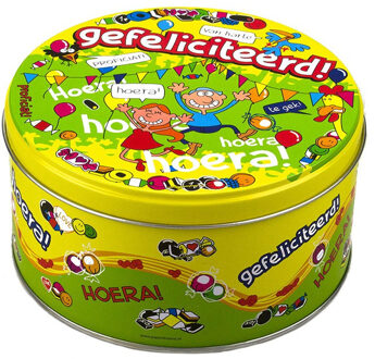 paperdreams Gefeliciteerd snoeptrommel/bewaarblik kado - 14 x 7,5 cm - cadeau / verjaardag - koekblik