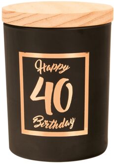 paperdreams Geurkaars klein roze/zwart - 40 jaar