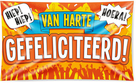 paperdreams Gevelvlag Gefeliciteerd - 100 x 150 cm - polyester - verjaardag vlag - versiering