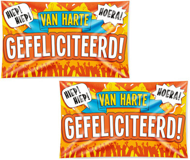 paperdreams Gevelvlag Gefeliciteerd - 2x - 100 x 150 cm - polyester - verjaardag vlag - versiering