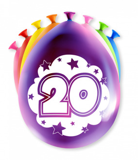 paperdreams Happy Party Ballon - 20 Jaar 8 Stuks verschillende