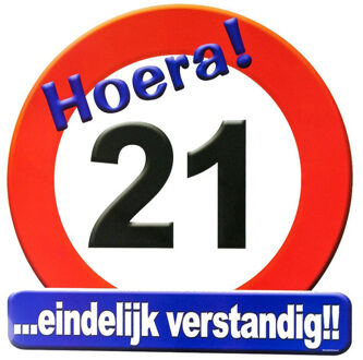 paperdreams Hulde stopbord 21 jaar - 50 x 50 cm - Feestartikelen/versiering verjaardag leeftijden - Verkeersbord