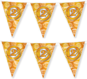 paperdreams Jubileum 12,5 jaar getrouwd Vlaggetjes - 2x - Feestversiering - 10m - Folie - Dubbelzijdig - Vlaggenlijnen Bruin