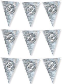 paperdreams Jubileum 25 jaar getrouwd vlaggetjes - 3x - feestversiering - 10m - folie - dubbelzijdig
