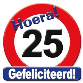 paperdreams Kroonschild verkeersbord -25 jaar Multikleur