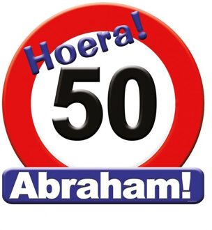 paperdreams Kroonschild verkeersbord 50 jaar Abraham Multikleur