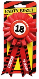 paperdreams Leeftijd 18 jaar rozet/badge - verjaardag - rood - feestartikelen