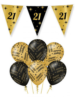 paperdreams Leeftijd 21 jaar verjaardag versiering pakket zwart/goud 2-soorten