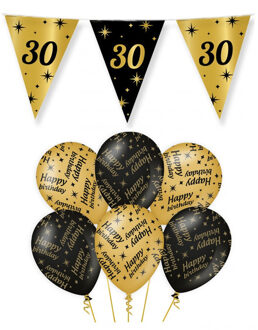 paperdreams Leeftijd 30 jaar verjaardag versiering pakket zwart/goud 2-soorten