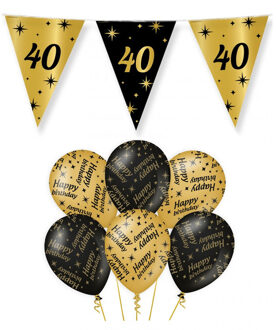 paperdreams Leeftijd 40 jaar verjaardag versiering pakket zwart/goud 2-soorten