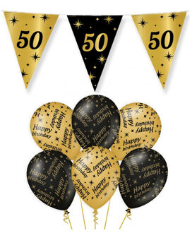 paperdreams Leeftijd 50 jaar verjaardag versiering pakket zwart/goud 2-soorten