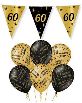 paperdreams Leeftijd 60 jaar verjaardag versiering pakket zwart/goud 2-soorten
