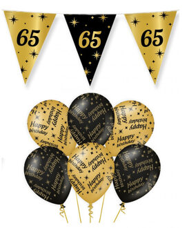paperdreams Leeftijd 65 jaar verjaardag versiering pakket zwart/goud 2-soorten