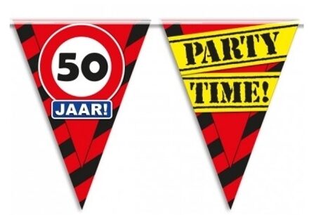 paperdreams Leeftijd feestartikelen vlaggenlijn slinger - 50 jaar - 10 meter - vlaggetjes - verjaardag