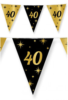 paperdreams Leeftijd verjaardag feest vlaggetjes 40 jaar geworden zwart/goud 10 meter Multi