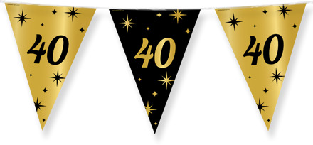 paperdreams Leeftijd verjaardag feest vlaggetjes 40 jaar geworden zwart/goud 10 meter - Vlaggenlijnen Multikleur