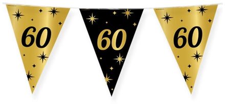 paperdreams Leeftijd verjaardag feest vlaggetjes 60 jaar geworden zwart/goud 10 meter - Vlaggenlijnen Multikleur