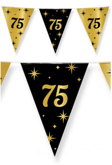 paperdreams Leeftijd verjaardag feest vlaggetjes 75 jaar geworden zwart/goud 10 meter