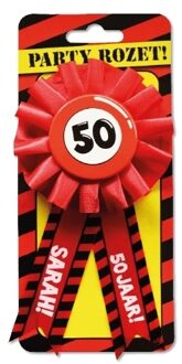 paperdreams Leeftijden rozet broche thema 50 jaar Sarah - rood - verjaardag - tuinpop