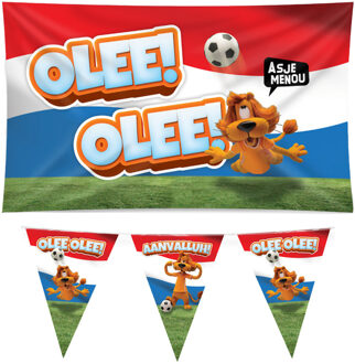 paperdreams Loeki EK/WK versier pakket - 2x vlaggenlijn 10m - gevelvlag 100 x 150 cm - rood/wit/blauw