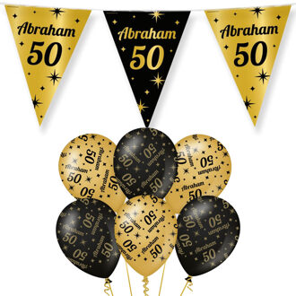 paperdreams Luxe Abraham/50 jaar feest set - Ballonnen & vlaggenlijnen - 13x stuks