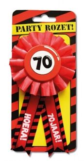 paperdreams Paperdream 70 jaar rozet - leeftijd badge - 70e verjaardag - rood - feestartikelen