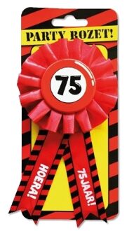 paperdreams Paperdream 75 jaar rozet - leeftijd badge - 75e verjaardag - rood - feestartikelen Multi