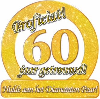 paperdreams Proficiat! 60 jaar getrouwd! feest decoratie bord 50 cm goud - Feestdecoratieborden Goudkleurig