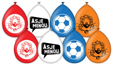 paperdreams Rood/wit/blauwe Loeki de Leeuw Asjemenou ballonnen 8 stuks 30 cm