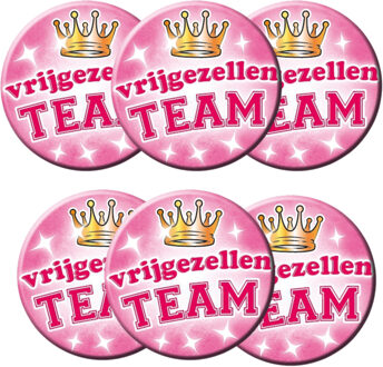 paperdreams Roze vrijgezellen team button - 6x - dames - bachelor party - pre huwelijk feestje